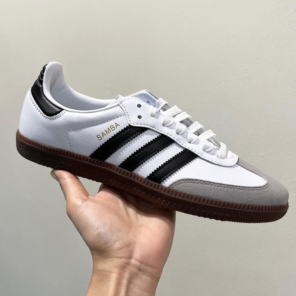Adidas Samba OG Leather Retro Sneakers White Black New in Box - Picture 2 of 9